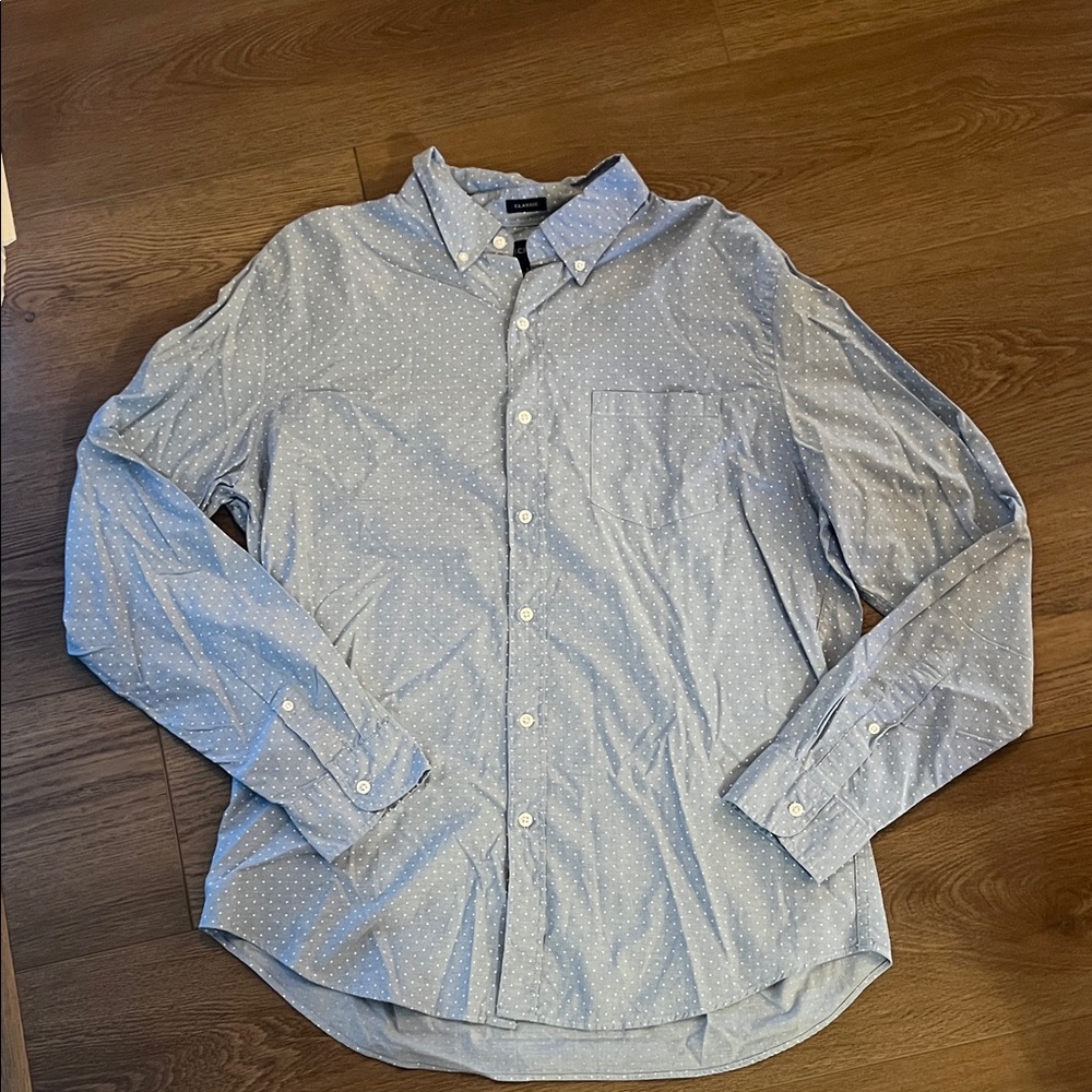 J. Crew Light Blue Polka Dot Dress Shirt